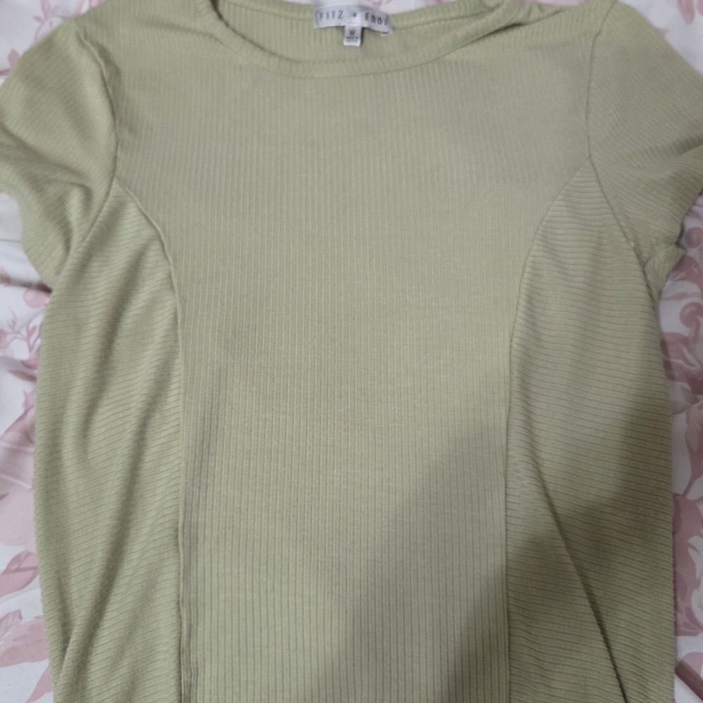 Lime Green Ribbed Short Sleeve Top